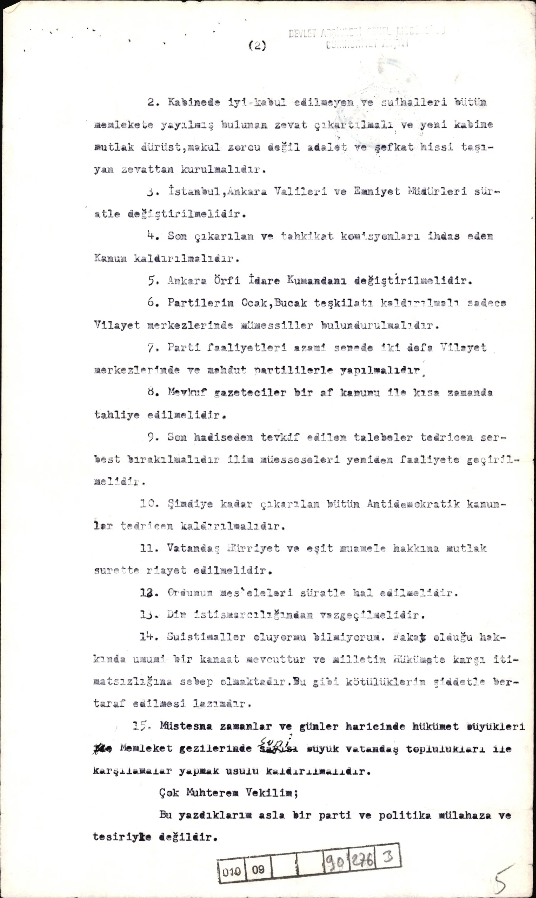Mektubun ikinci sayfası