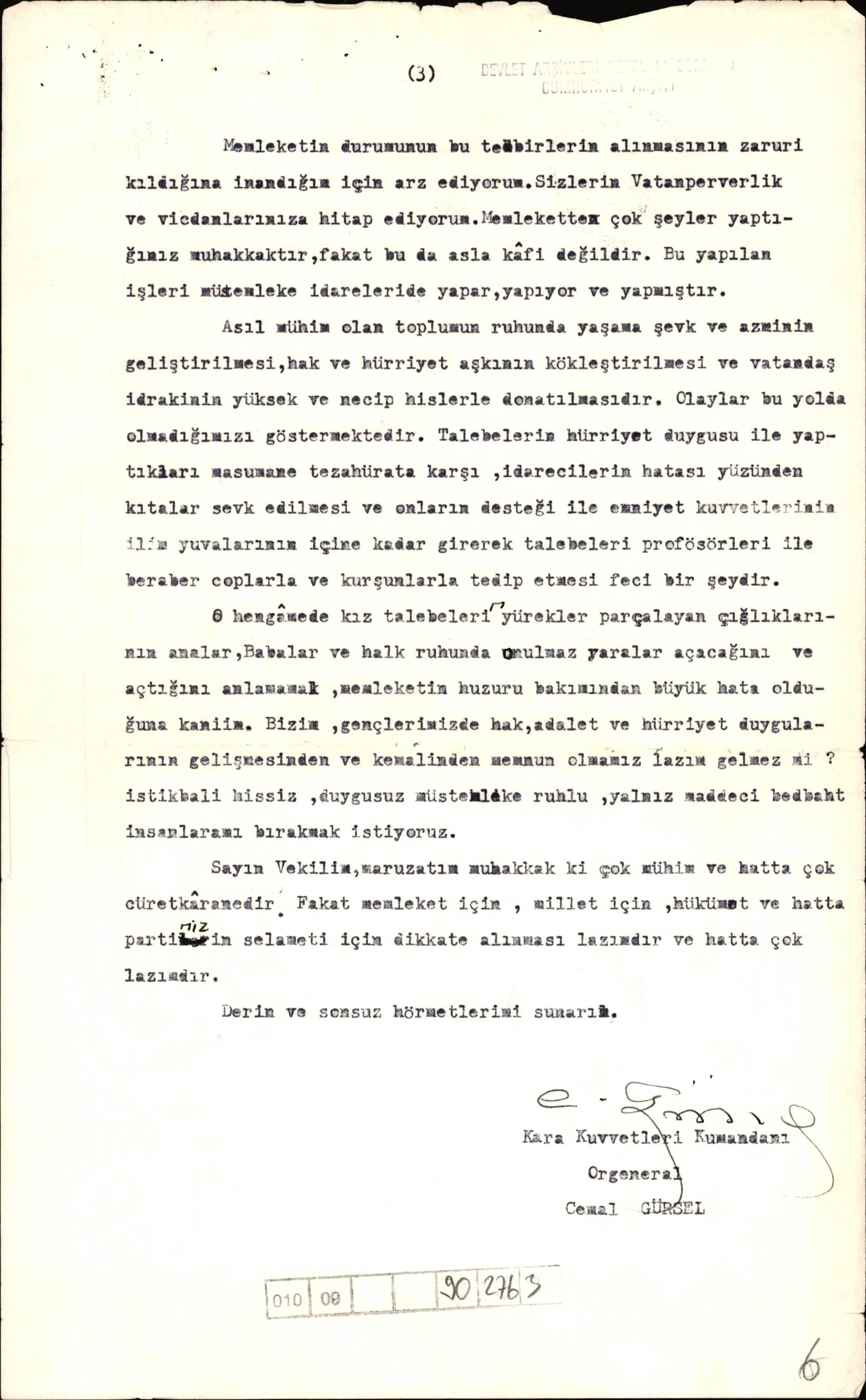 Mektubun üçüncü sayfası